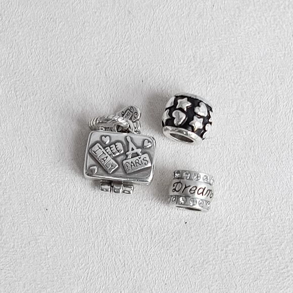 Brighton Charms 3pc Magnetic Suitcase Traveller & Dream Spacer Bead Silver - Picture 2 of 5
